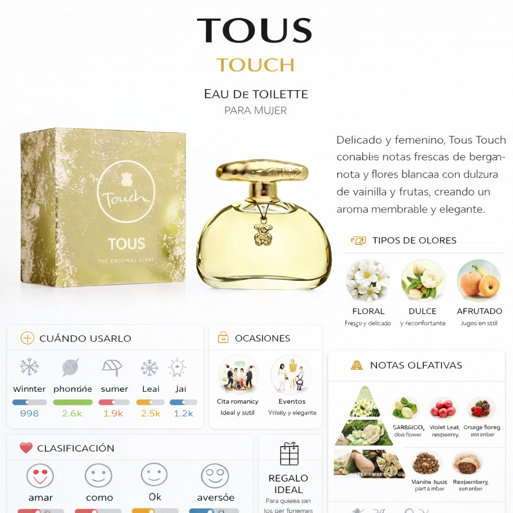 TOUS Touch Women's Perfume Floral , Feminine Perfume 3.4 Fl Oz